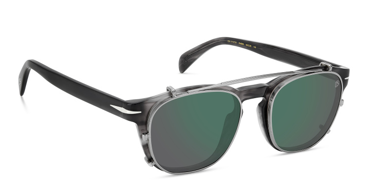 Shop DAVID BECKHAM Timeless Icons Square Eyeglasses in Grey online.