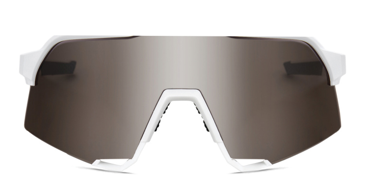 Shop 100 % S3 Half-Rim Irregular Sunglasses in White online.