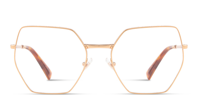 Shop MIU MIU Wide Irregular Eyeglasses in Gold online.