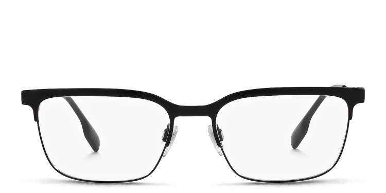 Shop BURBERRY Wide Rectangle Eyeglasses in Black online.