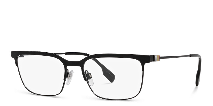 Shop BURBERRY Wide Rectangle Eyeglasses in Black online.