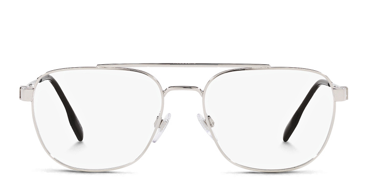 Shop BURBERRY Wide Square Eyeglasses in Silver online.