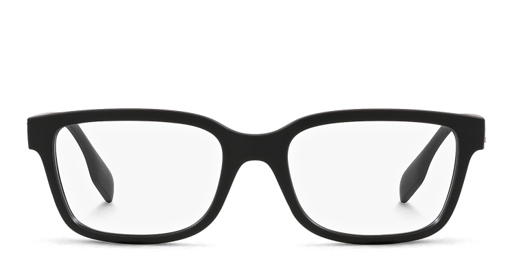 Shop BURBERRY Logo Wide Square Eyeglasses in Black online.