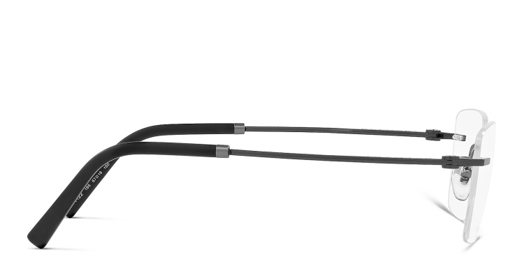 Shop BVLGARI Rimless Wide Rectangle Eyeglasses in Gunmetal online.