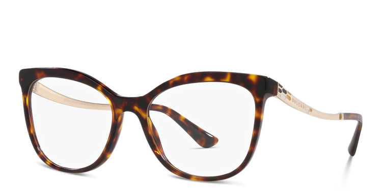 Shop BVLGARI Cat-Eye Eyeglasses in Havana online.