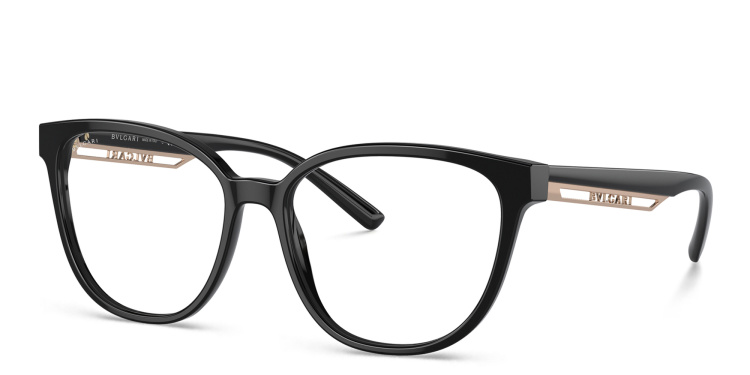 Shop BVLGARI Square Eyeglasses in Black online.