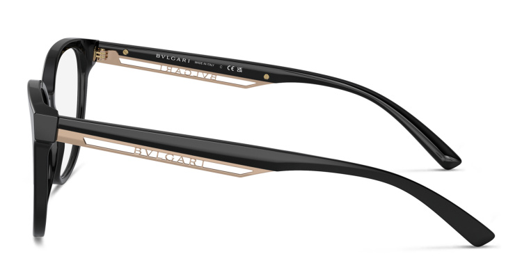 Shop BVLGARI Square Eyeglasses in Black online.