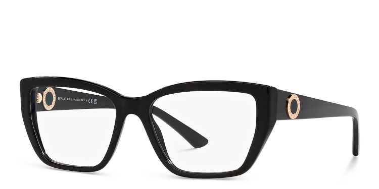 Shop BVLGARI Wide Cat-Eye Eyeglasses in Black online.