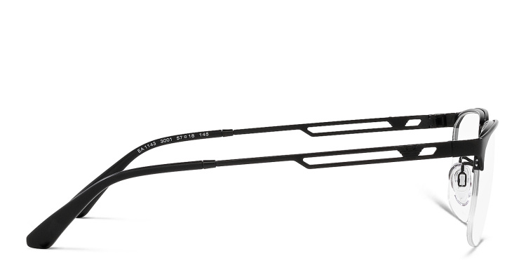 Shop Emporio Armani Wide Half-Rim Pillow Eyeglasses in Black online.