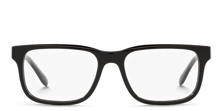 Shop Emporio Armani Wide Rectangle Eyeglasses in Black online.