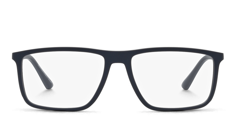 Shop Emporio Armani Wide Rectangle Eyeglasses in Blue online.