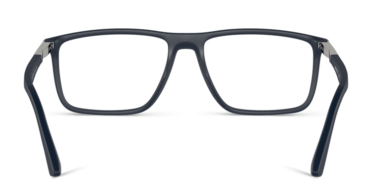 Shop Emporio Armani Wide Rectangle Eyeglasses in Blue online.