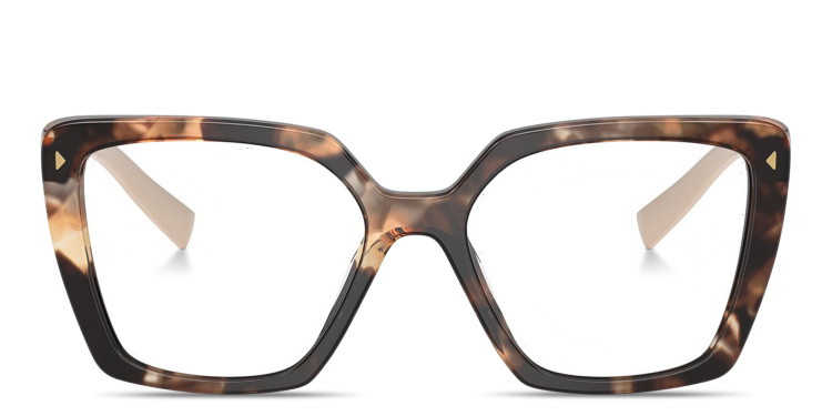 Shop PRADA Logo Signature Square Eyeglasses in Tortoise online.