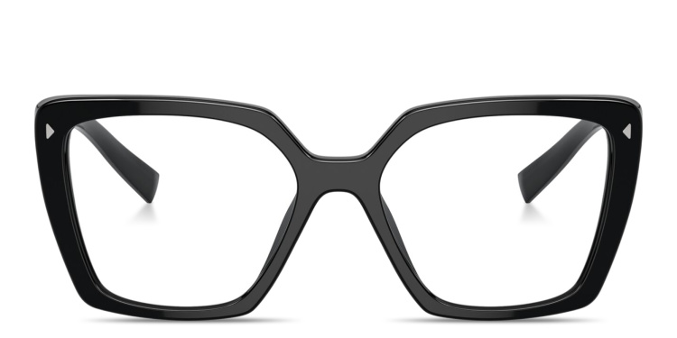 Shop PRADA Logo Signature Square Eyeglasses in Black online.