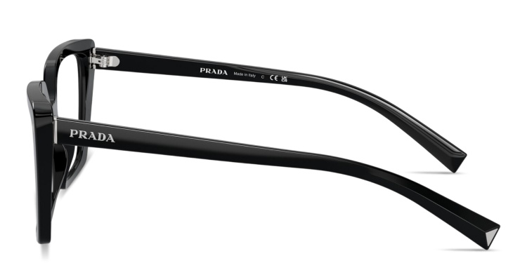 Shop PRADA Logo Signature Square Eyeglasses in Black online.