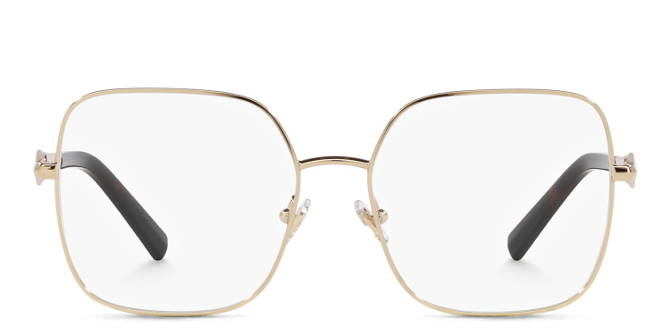 Shop TIFFANY Wide Square Eyeglasses in Gold online.