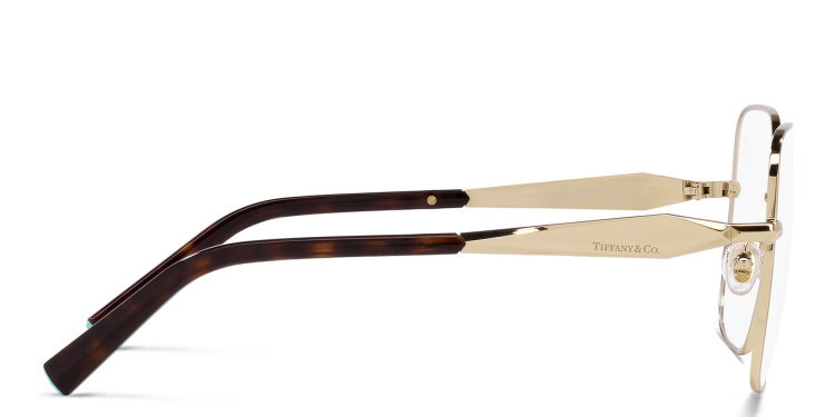 Shop TIFFANY Wide Square Eyeglasses in Gold online.