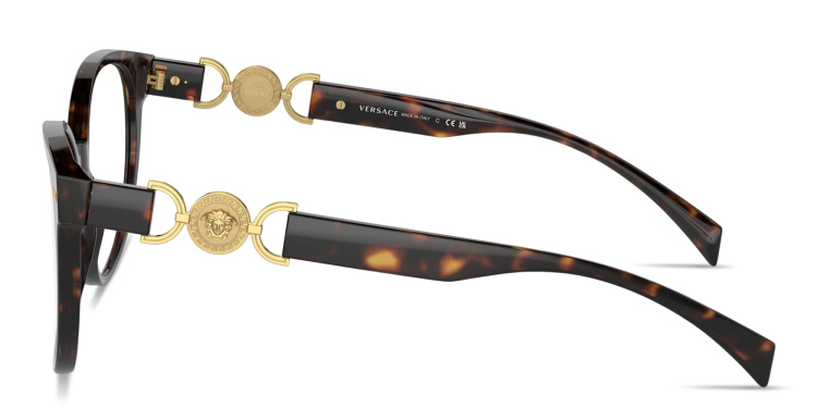 Shop VERSACE Medusa Wide Cat-Eye Eyeglasses in Havana online.