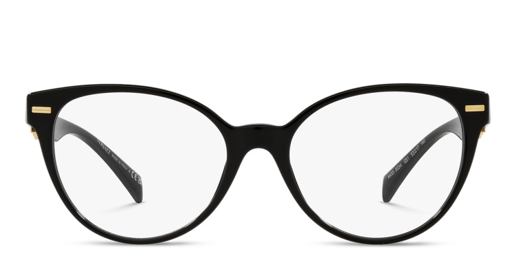 Shop VERSACE Medusa Wide Cat-Eye Eyeglasses in Black online.