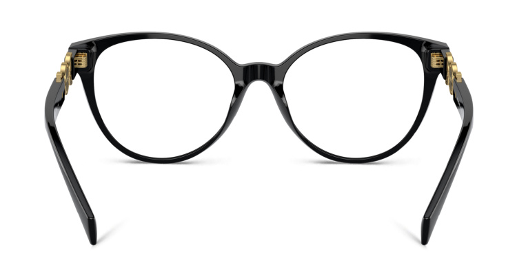 Shop VERSACE Medusa Wide Cat-Eye Eyeglasses in Black online.