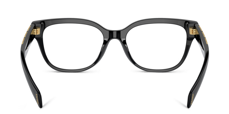 Shop VERSACE Greca Motif Pillow Eyeglasses in Black online.