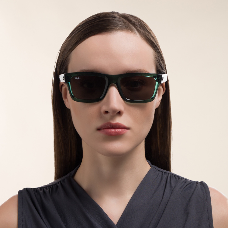 Shop Ray-Ban Warren Unisex Rectangle Sunglasses in Green online.