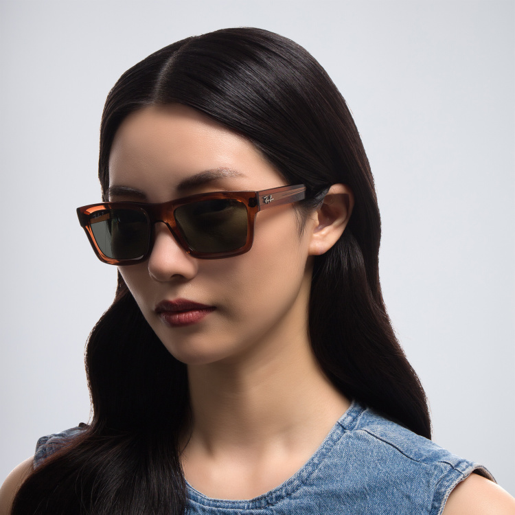 Shop Ray-Ban Warren Unisex Rectangle Sunglasses in Brown online.