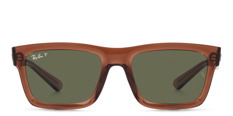 Shop Ray-Ban Warren Unisex Rectangle Sunglasses in Brown online.