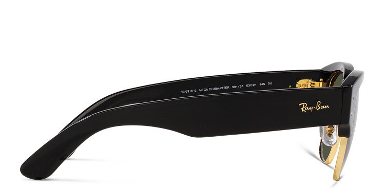 Shop Ray-Ban Mega Clubmaster Unisex Square Sunglasses in Black online.