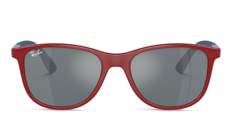 Shop Ray-Ban Junior Logo Kids Square Sunglasses in Red online.