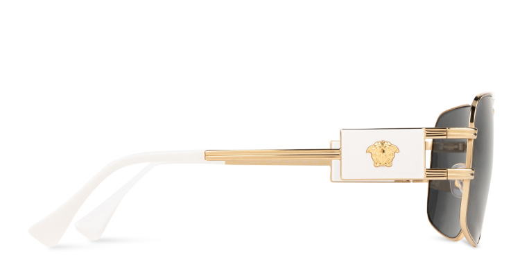 Shop VERSACE Medusa-Embellished Pilot Sunglasses in Gold online.