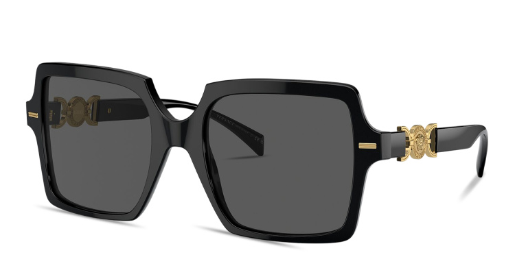 Shop VERSACE Medusa-embellished Square Sunglasses in Black online.
