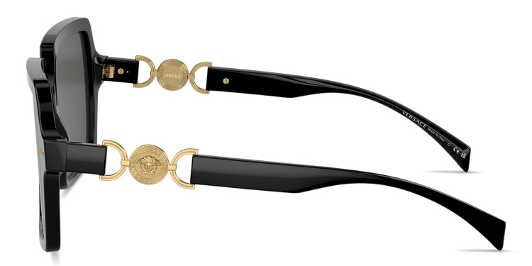 Shop VERSACE Medusa-embellished Square Sunglasses in Black online.