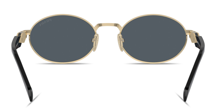 تسوق نظارات شمسية بيضاوية بالشعار المنقوش برادا بلون ذهبي أونلاين.