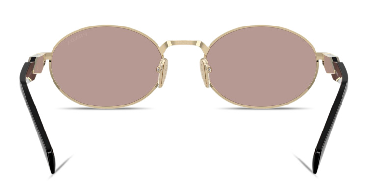 تسوق نظارات شمسية بيضاوية بالشعار المنقوش برادا بلون ذهبي أونلاين.
