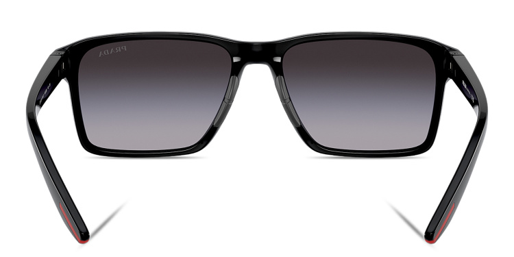 تسوق نظارات شمسية مستطيلة بشعار العلامة برادا لينيا روسا بلون أسود أونلاين.