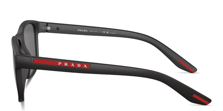 Shop Prada Linea Rossa Logo Signature Pillow Sunglasses in Black online.