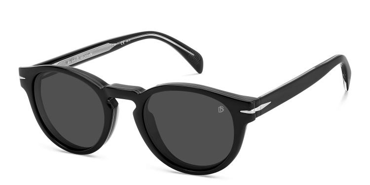 Shop DAVID BECKHAM Clip-On Round Eyeglasses in Black online.