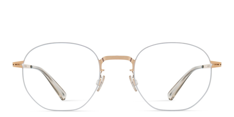 Shop MYKITA Unisex Wataru Rimless Round Eyeglasses in Beige online.