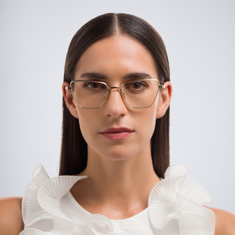 Shop AKONI Cat-Eye Eyeglasses in Gold online.