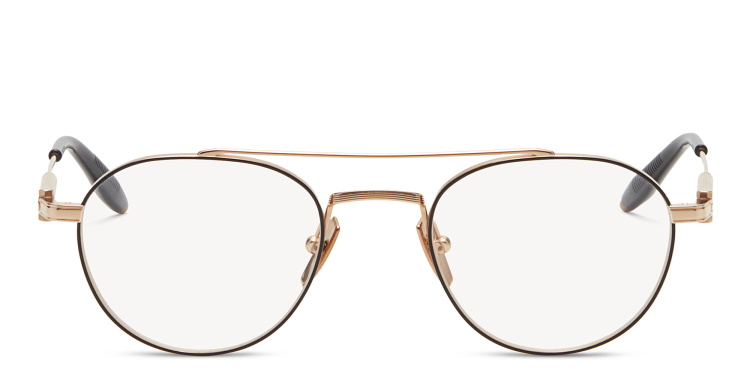 Shop AKONI Unisex Round Eyeglasses in Gold online.