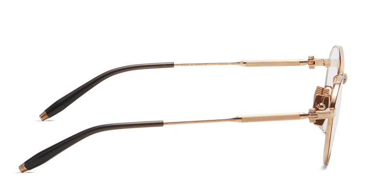 Shop AKONI Unisex Round Eyeglasses in Gold online.