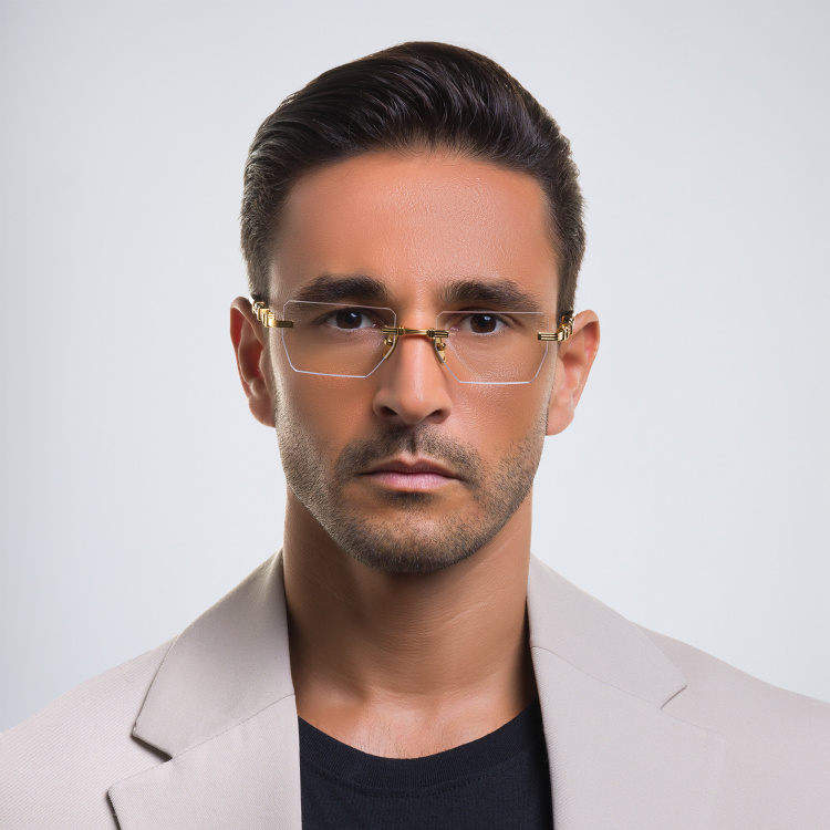 تسوق نظارات طبية مستطيلة للجنسين بدون إطار بالمان بلون ذهبي أونلاين.