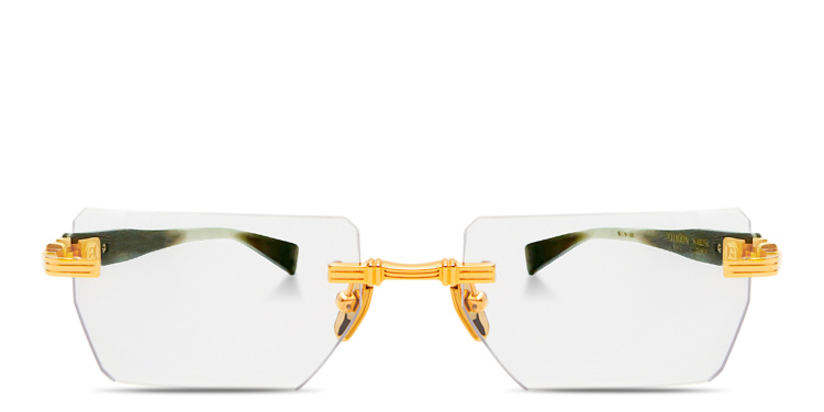 Shop BALMAIN Pierre Limited Edition Unisex Rimless Rectangle Eyeglasses in Gold online.