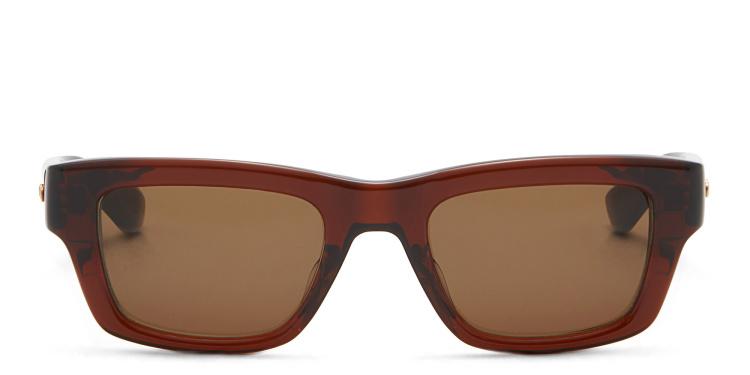 Shop AKONI Rectangle Sunglasses in Brown online.