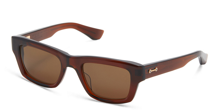 Shop AKONI Rectangle Sunglasses in Brown online.