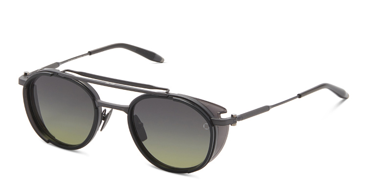 Shop AKONI Unisex Round Sunglasses in Black online.