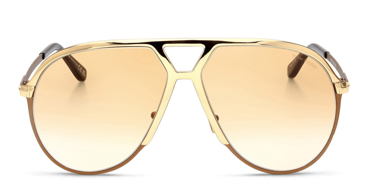Shop TOM FORD Oversized Aviator Sunglasses in Gold online.