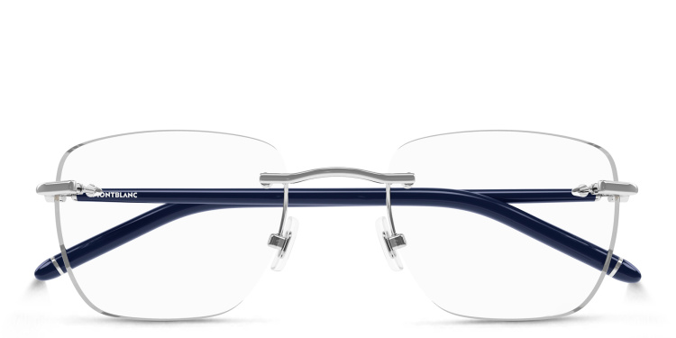 Shop MONTBLANC Rimless Rectangle Eyeglasses in Silver online.