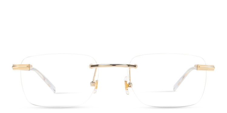 تسوق نظارات طبية مستطيلة بدون إطار مونت بلانك بلون ذهبي أونلاين.